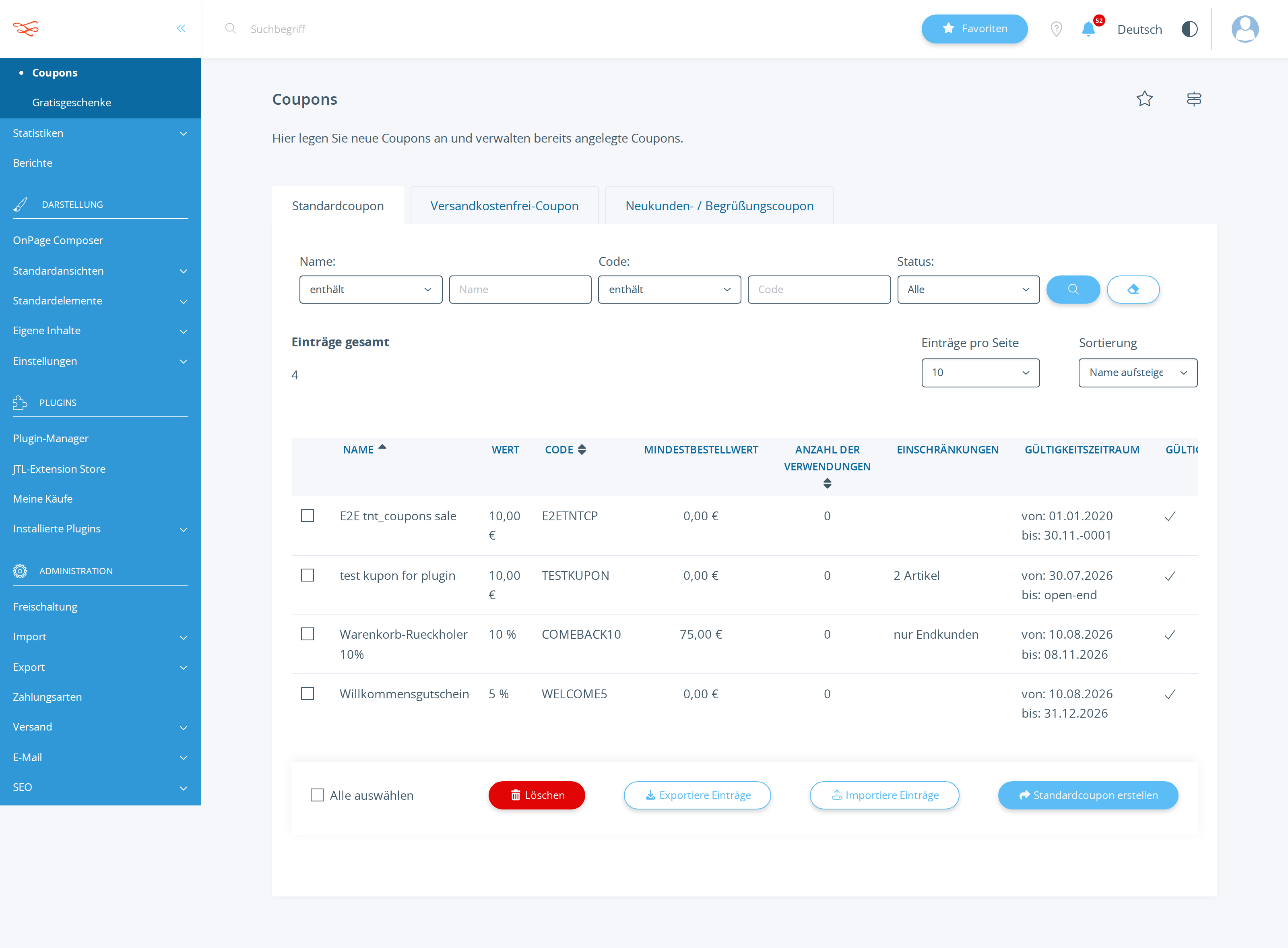 Coupon list with WELCOME5