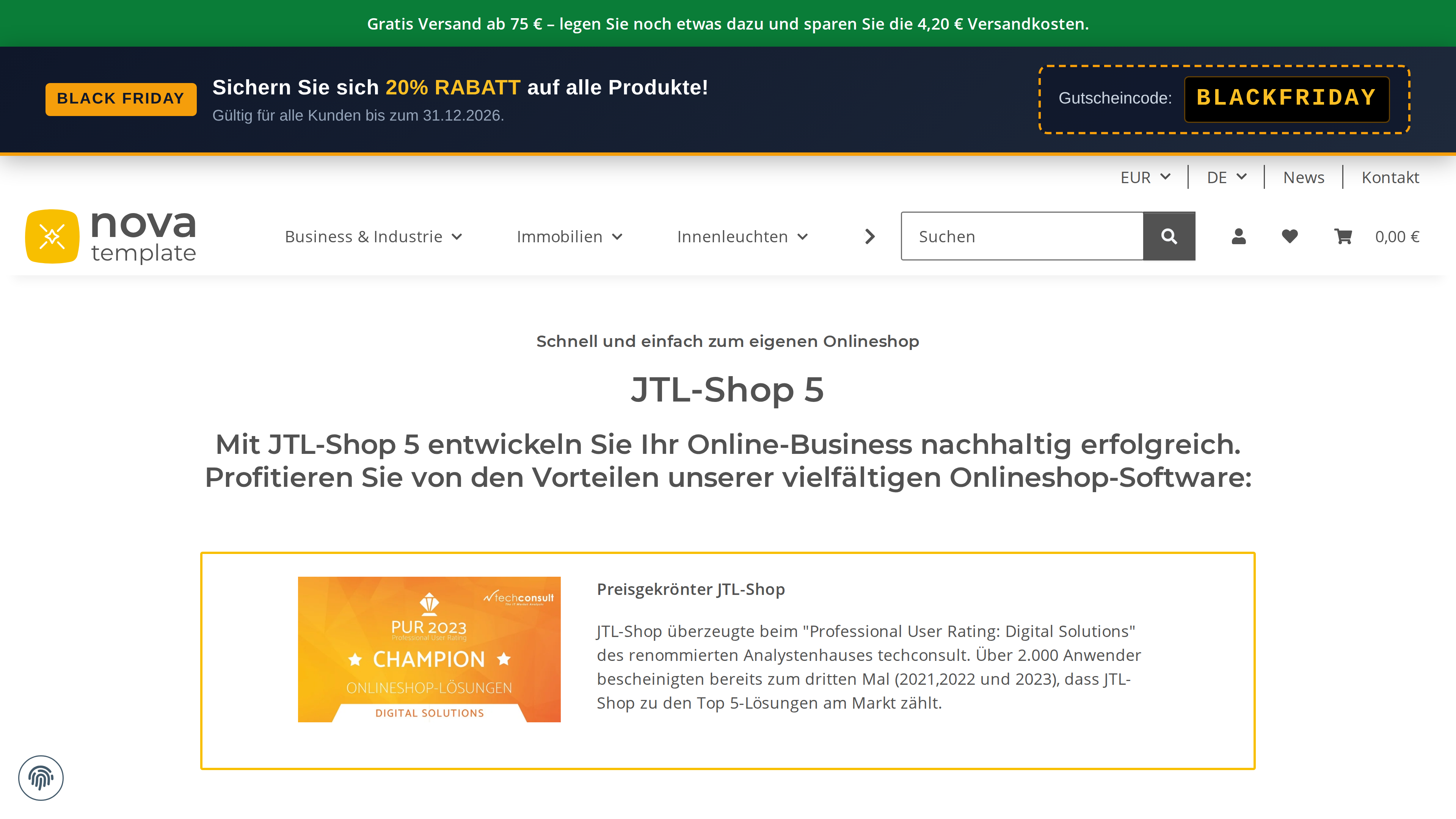 Live storefront with the campaign banner (phone)